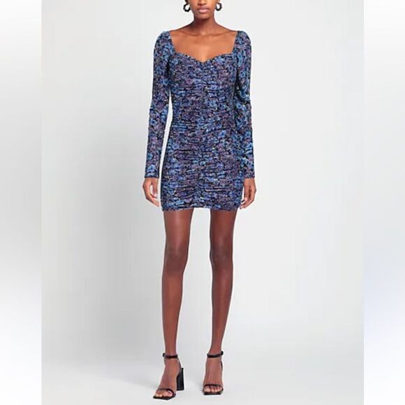 ROTATE by Birger Christensen Floral Long Sleeve Ruched Mini Dress Size US 4 - Picture 1 of 12
